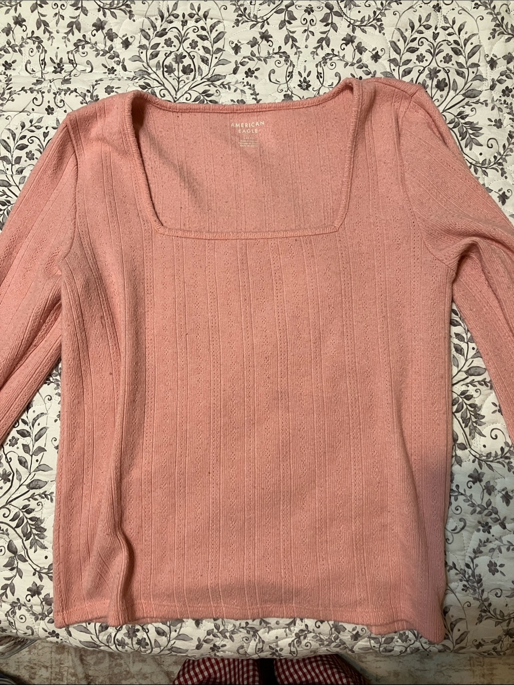 American Eagle Outfitters Soft Rose Square-Neck Ribbed Sweater